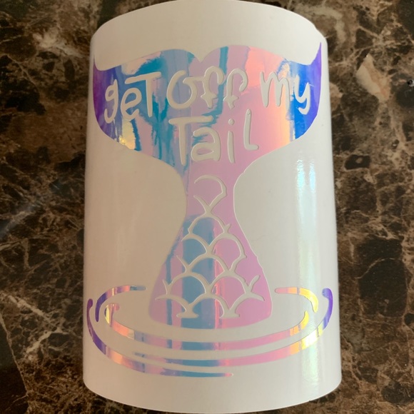 Hologram Get Off My Tail Mermaid Car Sticker Decal - Picture 2 of 6